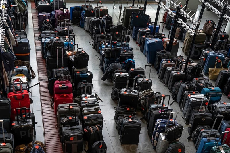 Luggage storage, cloakroom, in an exhibition hall, at the Hannover Messe, Lower Saxony, Germany, Europe