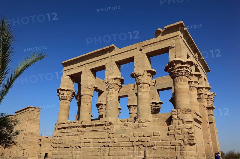 Temple of Isis, Temple of Isis of Philae on the island of Agilkia, Temple of Isis, Kiosk of Trajan, part of the temple complex, Africa, Upper Egypt, Egypt, Africa