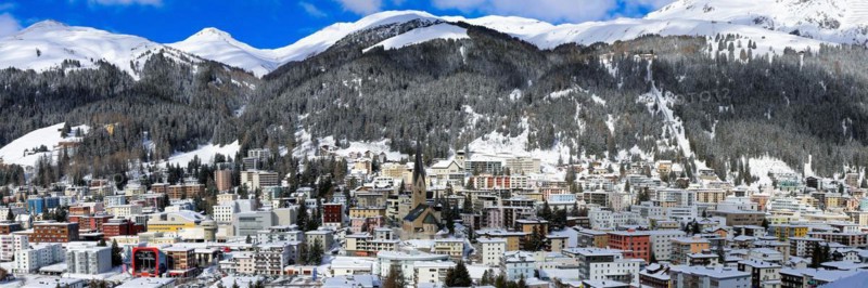 City panorama of Davos, Switzerland, Europe