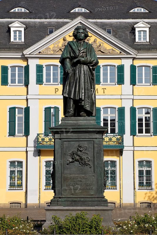 The Beethoven Monument commemorates the famous composer Ludwig van Beethoven on Münsterplatz, Bonn, North Rhine-Westphalia, Germany, Europe