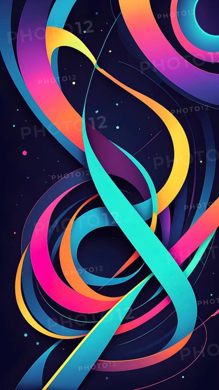 Abstract minimalist illustration theme in vibrant neon color accents symbolizing fun and ease, AI generated