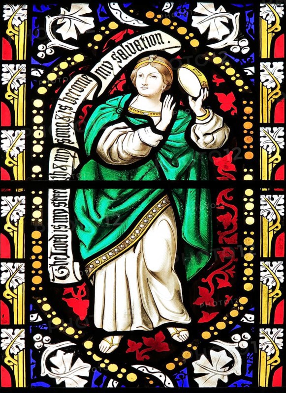 Church of Saint Mary Magdalene stained glass window, Thornham Magna, Suffolk, England, UK, Miriam