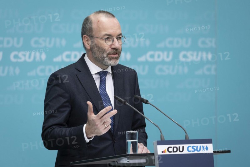 Manfred Weber, Chairman of the EPP Group, at a press conference after the joint meeting of the CDU/CSU Presidiums on the European election programme in Berlin, 11 March 2024