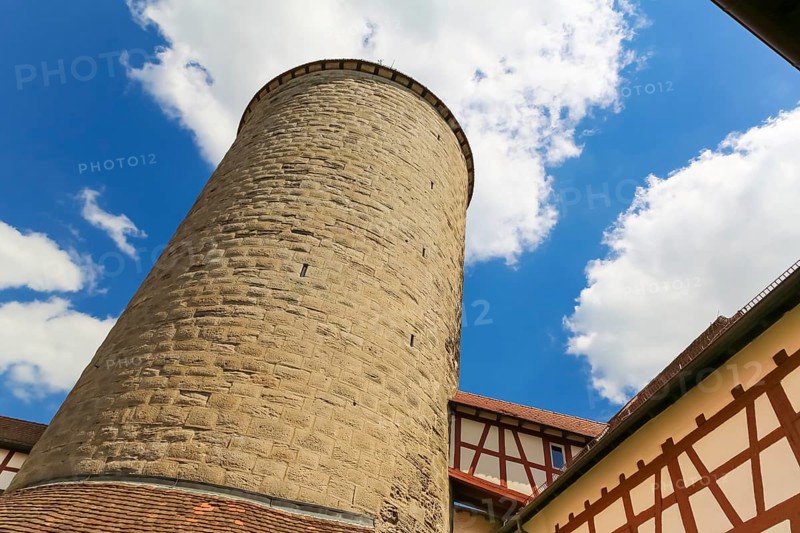 Reichenberg Castle, Staufer castle complex, hilltop castle, historical building, built between 1230 and 1231 by Margrave Hermann V of Baden, half-timbered, tower, Oppenweiler, Rems-Murr district, Baden-Württemberg, Germany, Europe