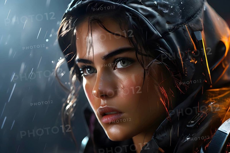 Portrait of sweating woman after workout, AI generated