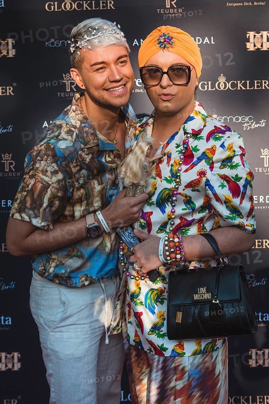Julian F.M. Stöckel and Marcell Damaschke at the first Fashion Night with Harald Glööckler for his new fashion collection Teuber by HARALD GLÖÖCKLER at Loretta am Wannsee in Berlin on 28 June 2024