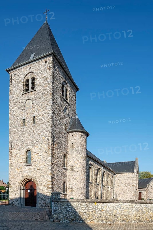 11th century Roman Sint-Pietersbandenkerk, St. Peter in Chains Church in the village Wintershoven near Kortessem in the province of Limburg, Belgium, Europe
