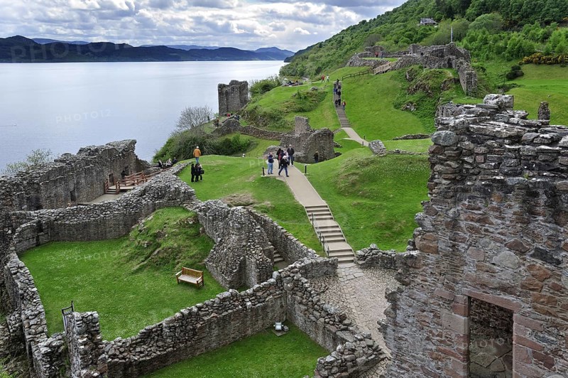 The ruins of Urquhart Castle beside Loch Ness near Drumnadrochit, Scotland, UK