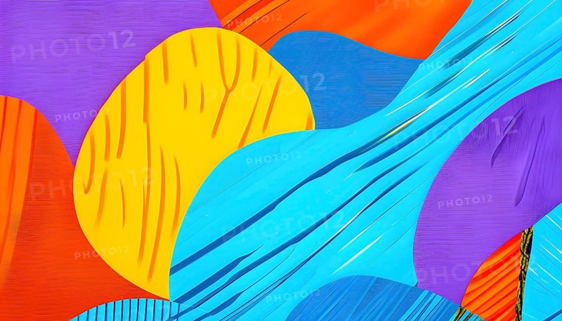 Vibrant patchwork of abstract shapes with pencil texture details, perfect for a variety of creative projects, AI generated