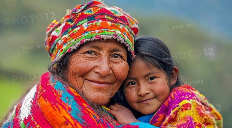 Indigenous peoples of Andes and South America in national clothes., AI generated
