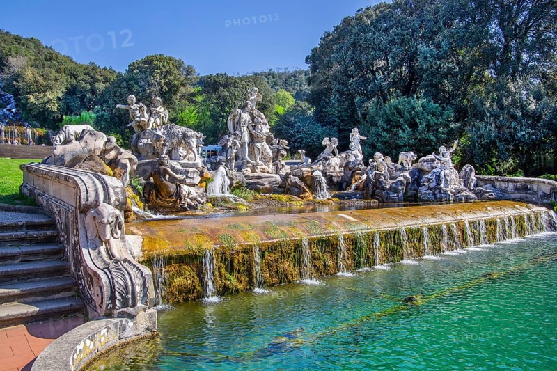 Fountain sculptures at the water basins in the garden of the royal palace Palazzo Reale, Italian Versailles, Caserta, Campania, Italy, Europe