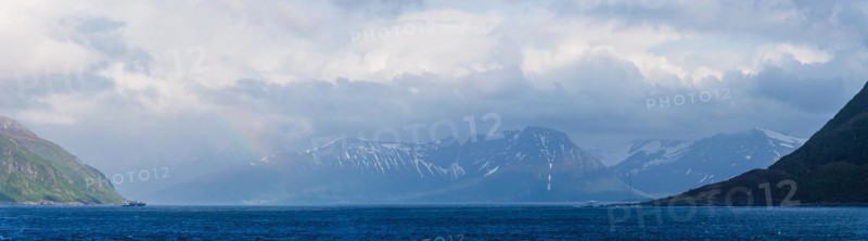 Panorama of Fjord and Mountains from ALESUND, Geirangerfjord, Norway, Europe