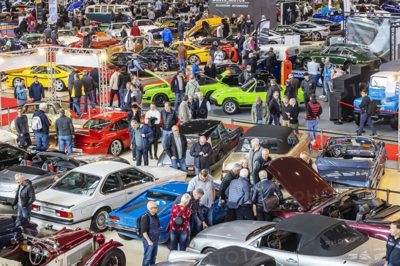Retro Classics Stuttgart opens its doors. According to the organisers, the show is the world's largest trade fair for driving culture. The international trade fair presents classic cars, modern classics, motorbikes, commercial vehicles and everything to do with restoration, Stuttgart, Baden-Württemberg, Germany, Europe