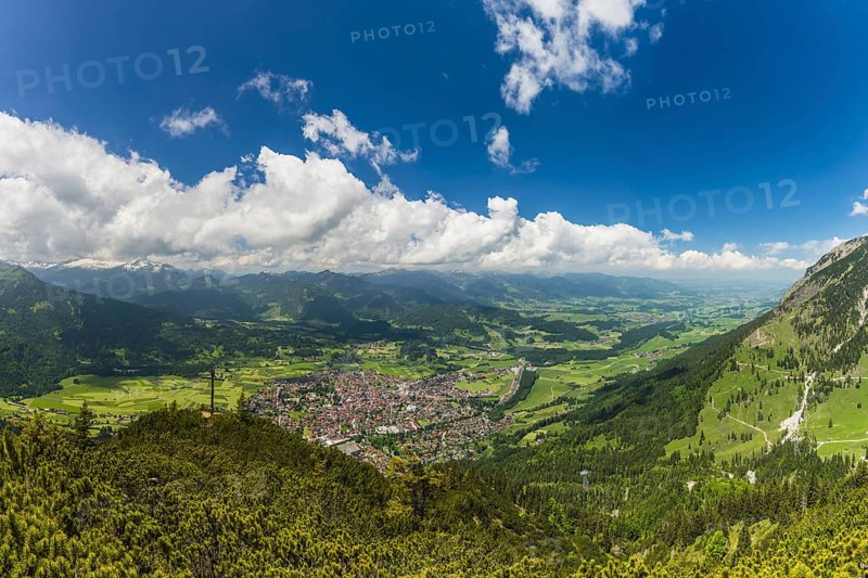 Panorama from Schattenberg, 1692m, on Oberstdorf, Allgäu, Bavaria, Germany, Europe