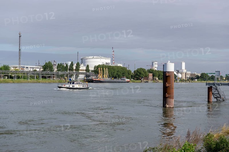 BASF, Lugwigshafen am Rhein, industrial area, bollard, jetty, Mannheim, Baden-Württemberg, Germany, Europe
