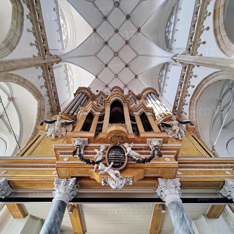 Eusebiuskerk or Grote Kerk, interior view with view of the organ, main church of Arnhem, province of Gelderland, Netherlands