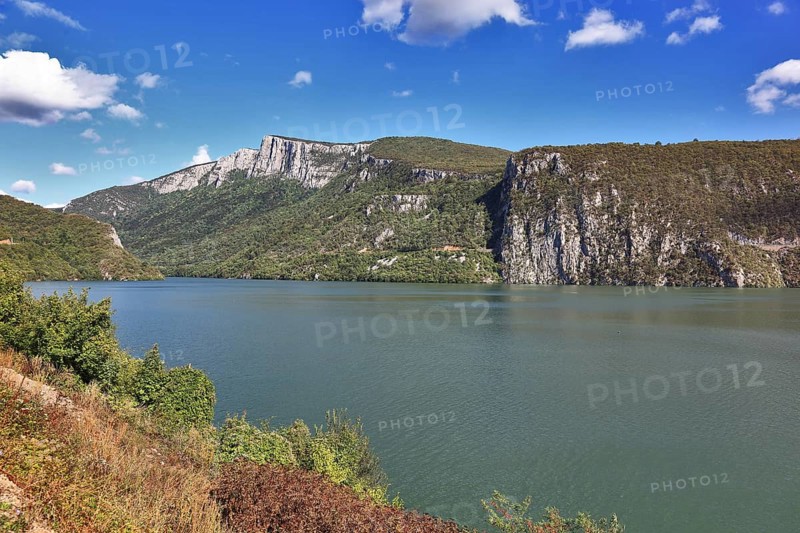 Wallachia, Danube at Sivinita, view of the Serbian side, Iron Tor nature park Park, Danube landscape, Romania, Europe