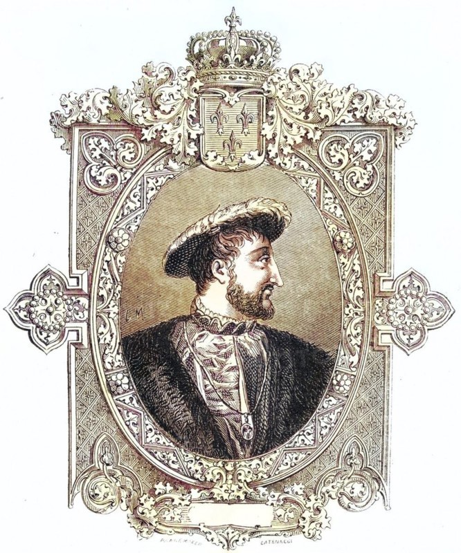 Francis I (born 12 September 1494 at Cognac Castle, died 31 March 1547 at Rambouillet Castle), also called the Knight-King, French Francois Ier, le Roi-Chevalier, was a French king from the House of Valois-Angoulême, Historical, digitally restored reproduction from a 19th century original, Record date not stated