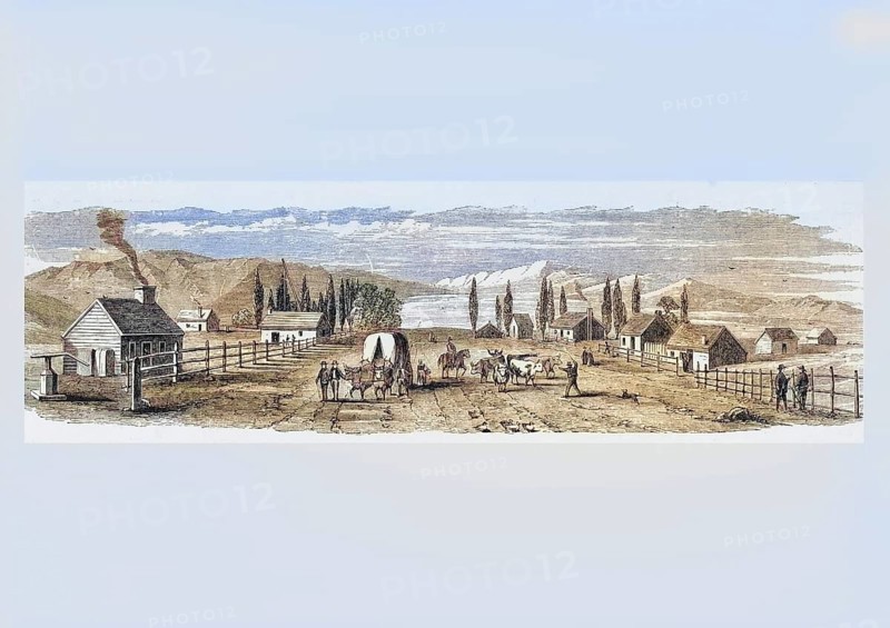 Salt Lake City, Utah, in 1850, from American Pictures Drawn With Pen And Pencil by Rev Samuel Manning c. 1880, United States, America, Historical, digitally restored reproduction from a 19th century original, Record date not stated, North America