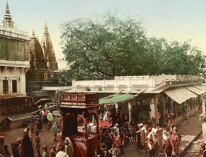 Benares, Varanasi. Bisharnat, India, digitally restored reproduction from a 19th century original, record date not stated, India, digitally restored reproduction from a 19th century original, record date not stated, Asia