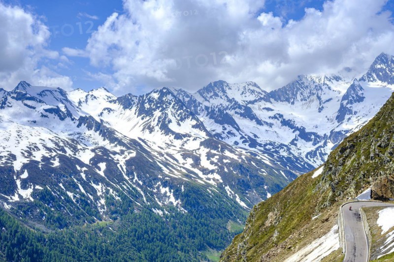 Mountain landscape with serpentines on the Timmelsjoch, South Tyrol, Italy, Europe