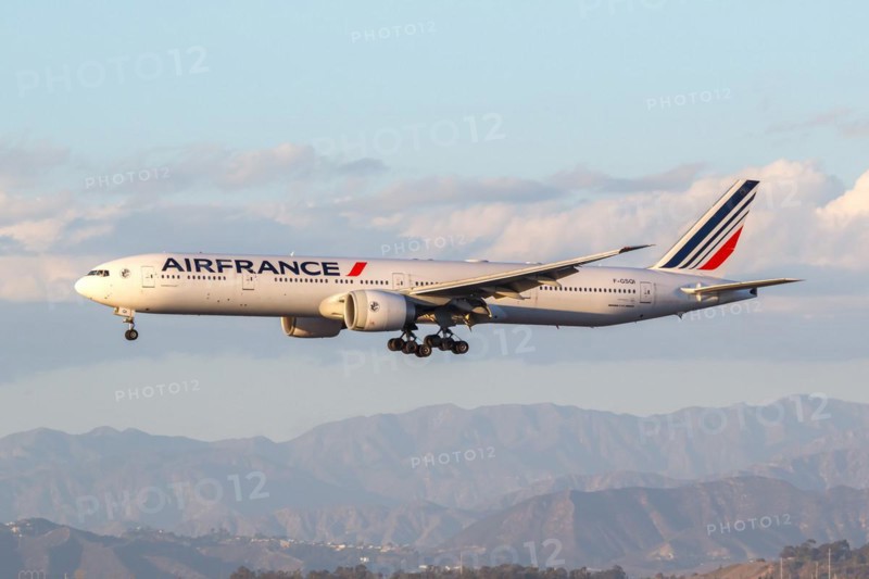 An Air France Boeing 777-300 (ER) aircraft with registration F-GSQI at Los Angeles Airport, USA, North America