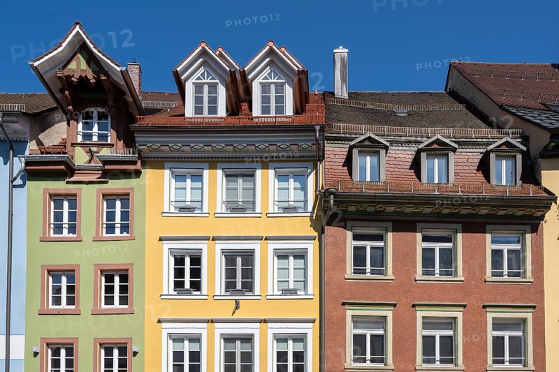 House facade, historic town houses, town houses in detail in the historic old town of Villingen, Villingen-Schwenningen, Black Forest district, Baden-Württemberg, Germany, Europe