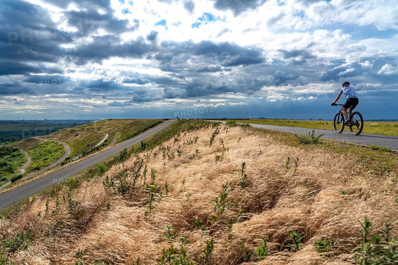 Hoheward spoil tip, spoil tip landscape, view to the west, Herten, North Rhine-Westphalia, Germany, Europe