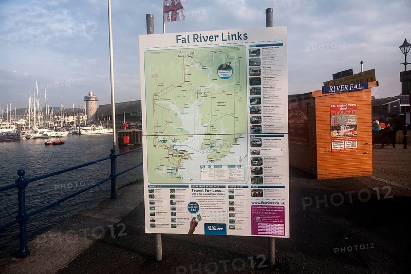 Map of River Fal transport links Prince of Wales pier, Falmouth, Cornwall, England, UK