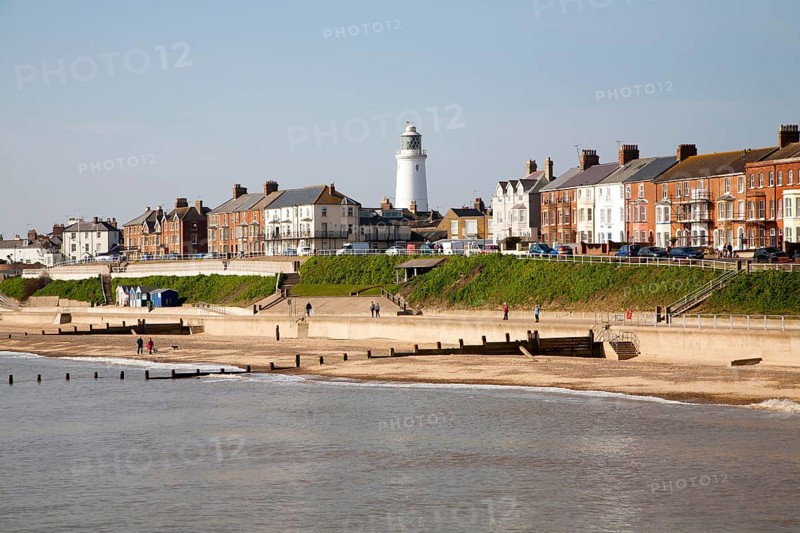 View from the pier of the historic seaside resort town of Southwold, Suffolk, England, United Kingdom, Europe