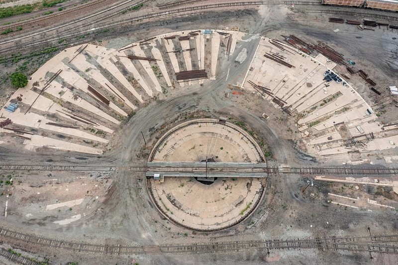 Pueblo, Colorado, The remains of a railroad roundhouse adjacent to BNSF and Union Pacific rail yards
