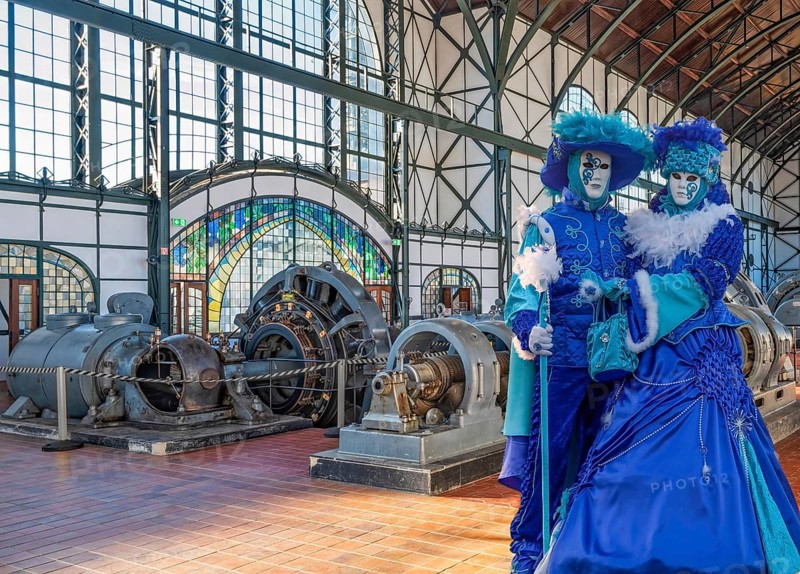 Zollern colliery machine hall with carnival figures Dortmund Germany