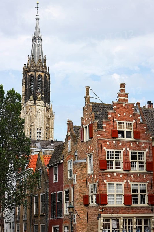 Historic city centre of Delft, New Church Tower, Nieuwe Kerk, Delft, Zuid-Holland, South Holland, Netherlands