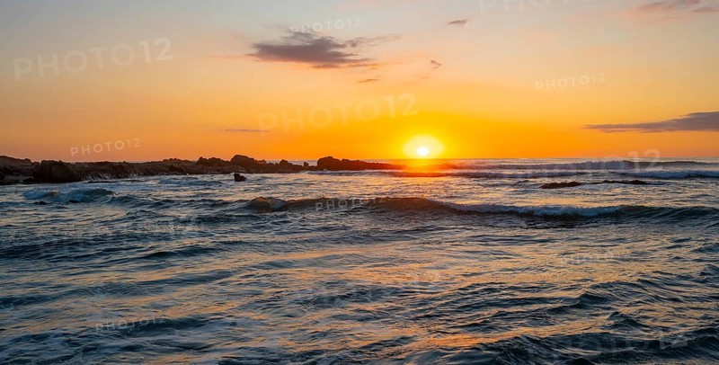 Sunset over the sea, coast near Montezuma, Nicoya Peninsula, Puntarenas Province, Costa Rica, Central America