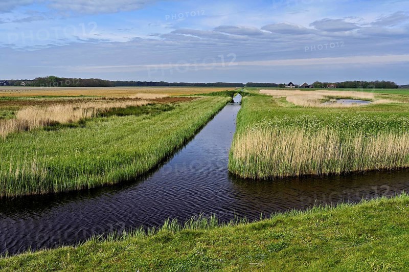 Man-made drainage canal, Texel, West Frisian Island, Province of North Holland, Holland Netherlands