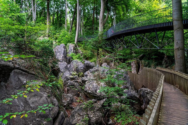 The Felsenmeer in Hemer, Sauerland, geotope, with rugged rock formations, nature reserve, North Rhine-Westphalia, Germany, Europe