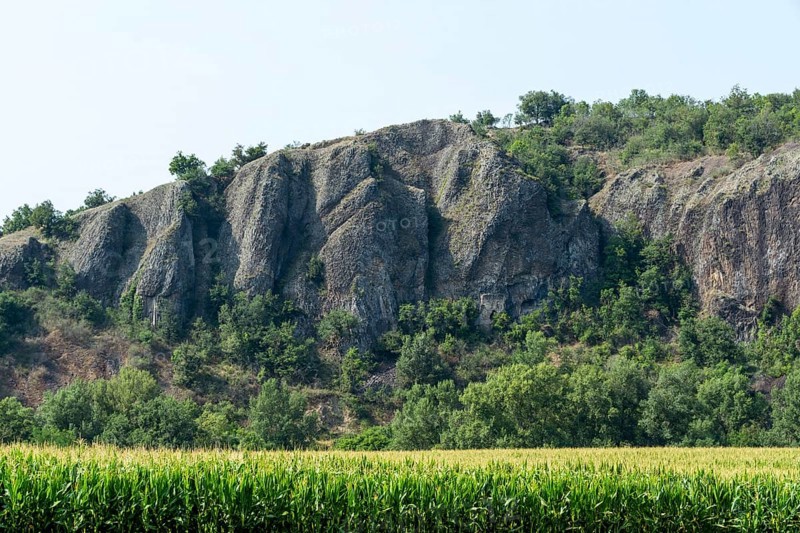 Blot volcanic cliff in Haute-Loire near Chilhac, nestled in scenic Auvergne-Rhône-Alpes, France, Europe