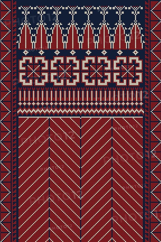 Traditional Palestinian Tatreez, seamless pattern vector template