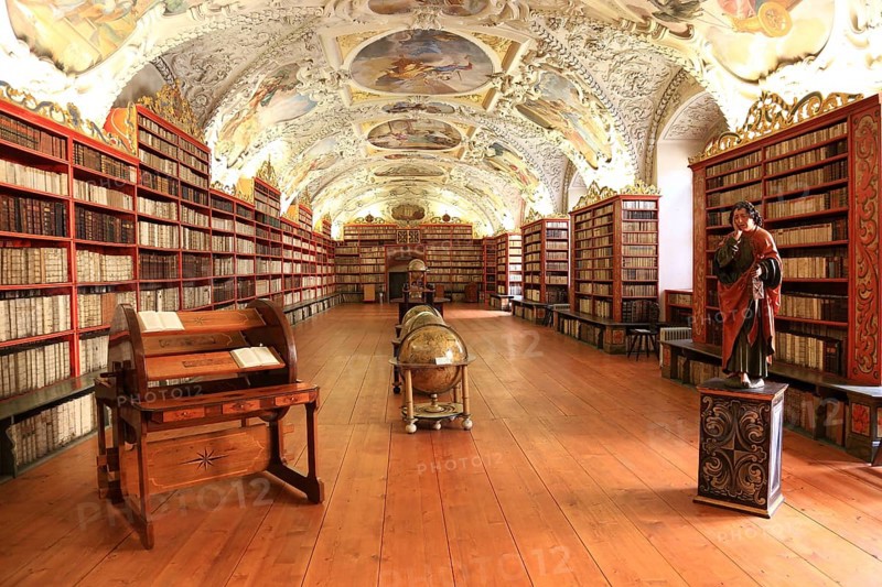 Prague Lesser Town, Monastery Library, Theological Hall in the Strahov Praemonstratensian Monastery, Prague, Czech Republic, Europe