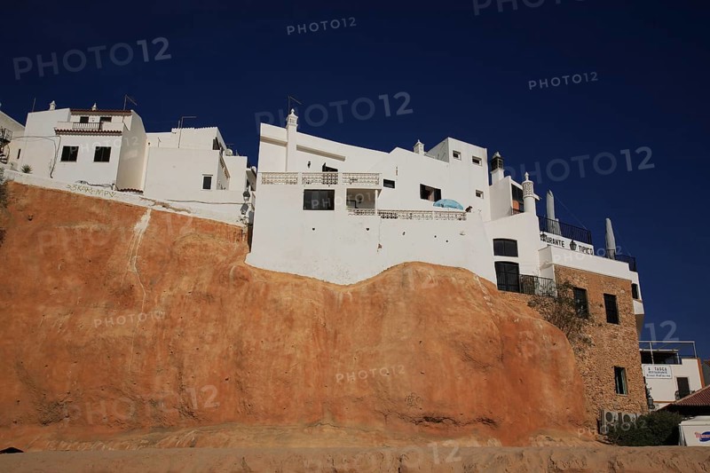 Houses and hotels on the cliffs of Albufeira beach in the Algarve, Portugal, Europe