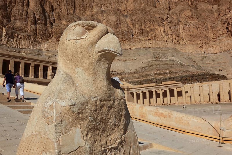 Part of the temple complex, mortuary temple of the first female pharaoh Hatshepsut, Hatshepsut Temple in Deir el-Bahari on the west bank of the Nile in Thebes, Africa, Egypt, Africa