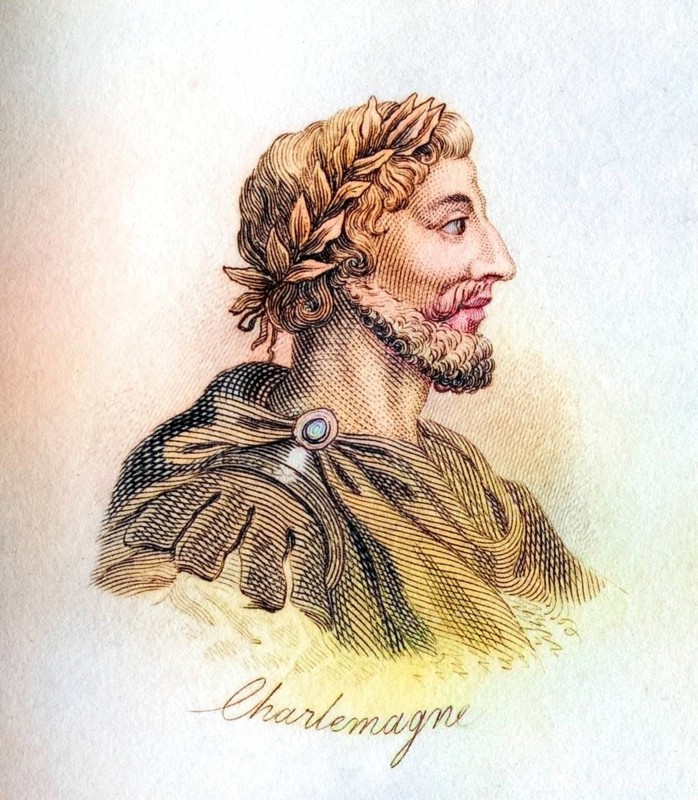 Charlemagne, 742-814, King of the Franks and Emperor of the Holy Roman Empire. French Carolus Magnus or Carlus Magnus, Historical, digitally restored reproduction from a 19th century original, Record date not stated