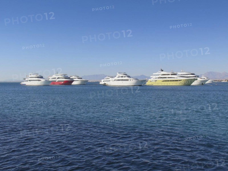 Yachts, excursion boats off Hurghada, Egypt, Africa