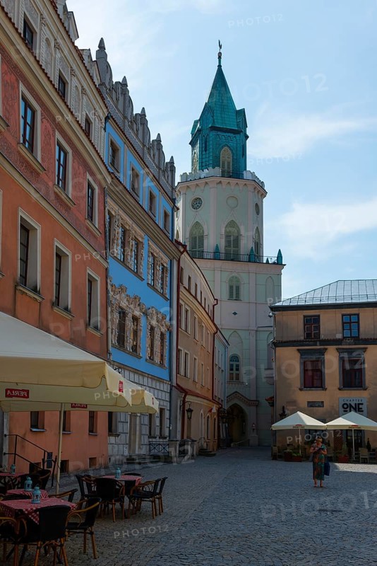 Historic Old Town with colourful buildings and a striking tower in a peaceful atmosphere, Trinitarian Tower, Trynitarska Tower, Old Town Market Square, Lublin, Poland, Europe