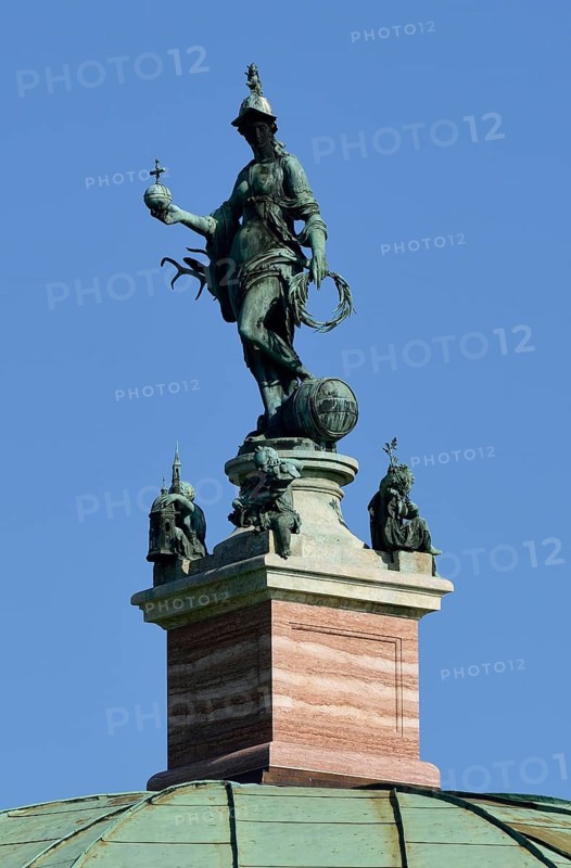 Europe, Germany, Bavaria, Munich, City, Hofgarten, Temple of Diana, Tellus Bavaria bronze statue, Europe