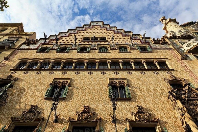 Casa Amatller, residential building, commercial building, modernism, ornate façade, view from below, Passeig de Gracia, Barcelona, Spain, Europe