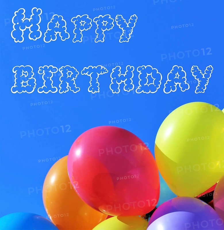 Greeting card for birthday with balloons