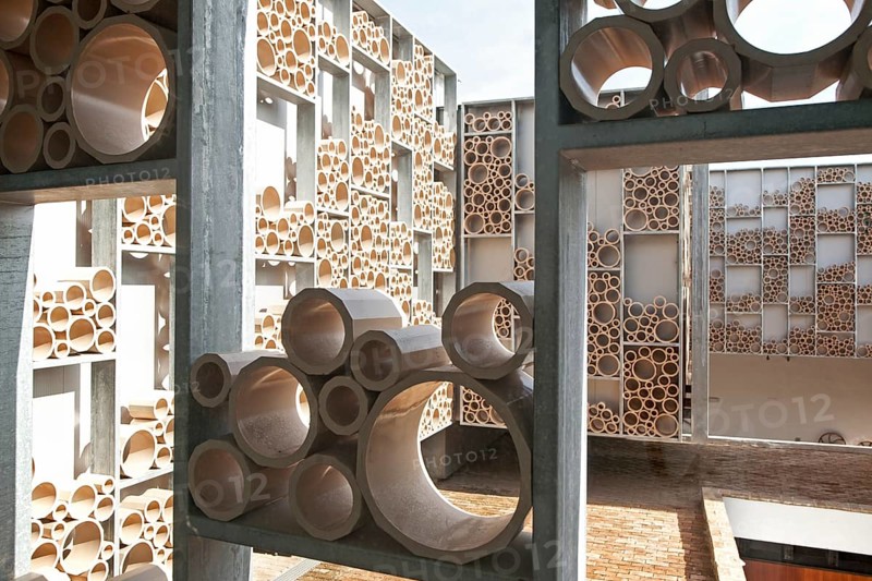 Abstract patterned wall in ceramic tile museum, Centro Ceramica, Triana, Seville, Spain, Europe