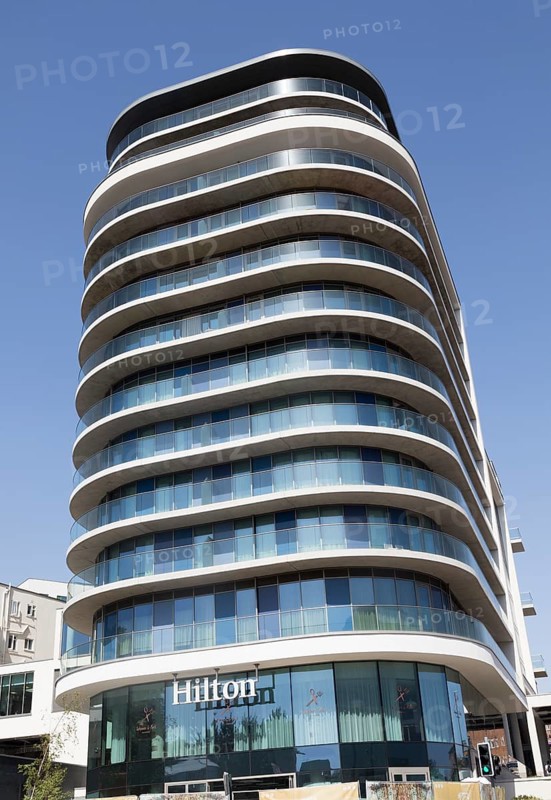 Modern architecture of Hilton Hotel, Bournemouth, Dorset, England, UK