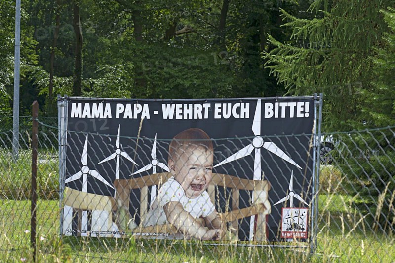 Poster of a citizens' initiative, resist wind turbines, Lützow, Mecklenburg-Western Pomerania, Germany, Europe